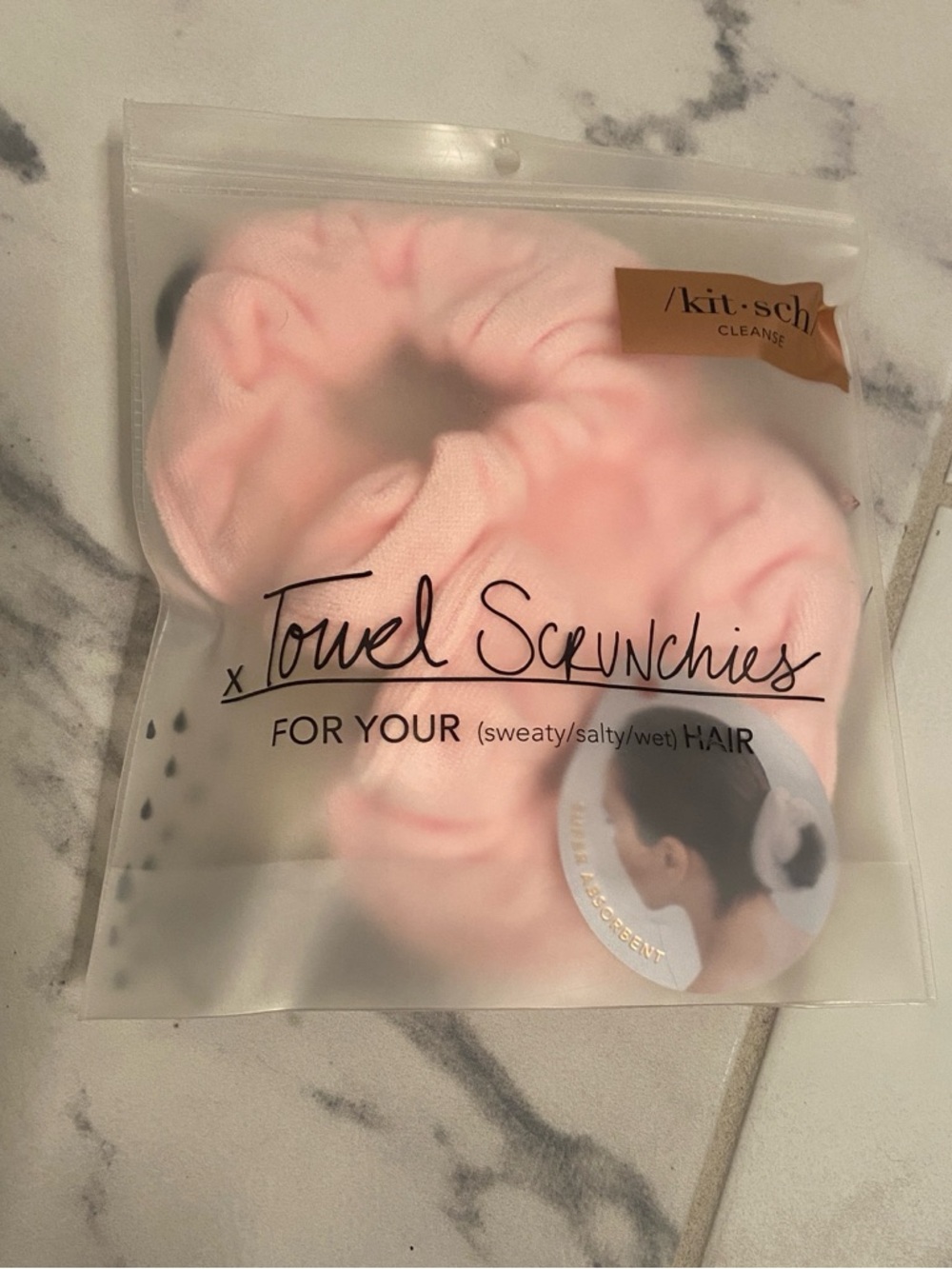 Kitsch Towel Scrunchies NEW 2-pack absorbent hair scrunchies Pink